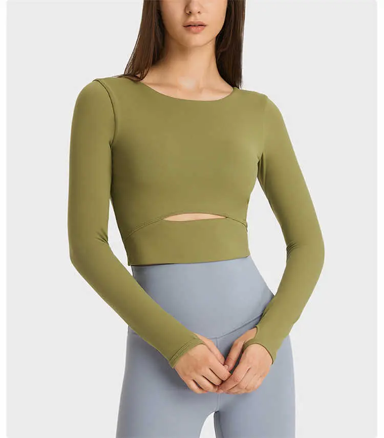 Sexy Long Sleeve Athletic Crop Top