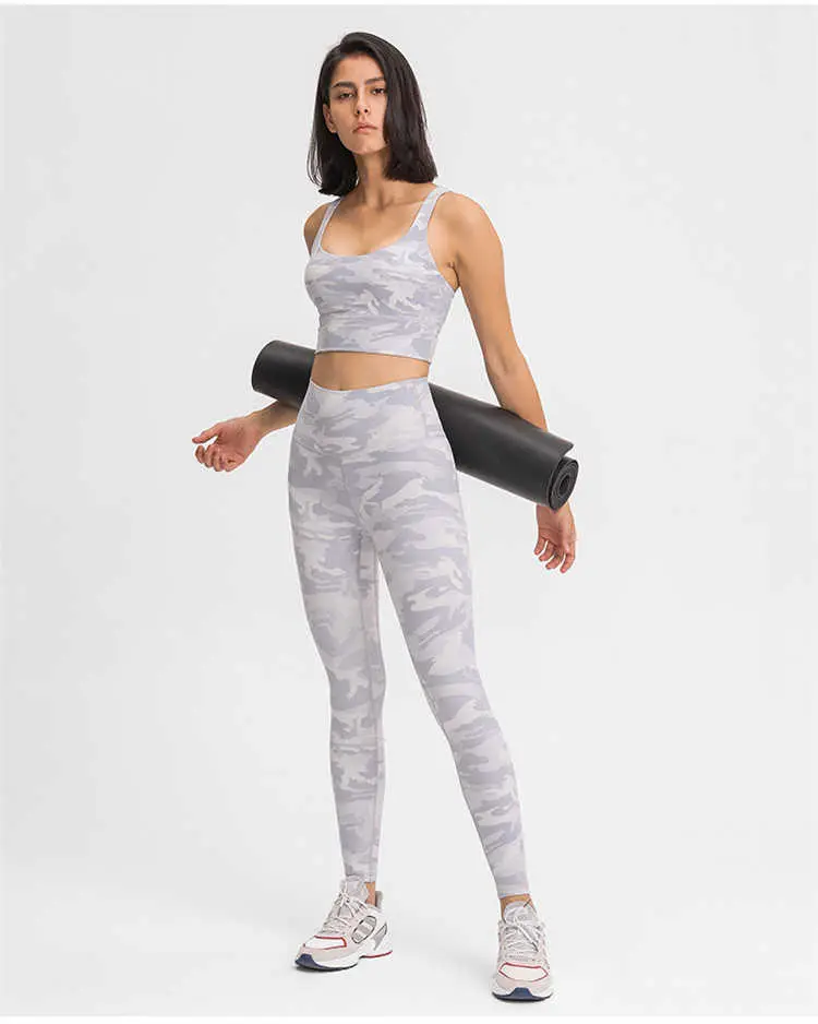 Custom Camouflage Print Yoga Pants With Pocket